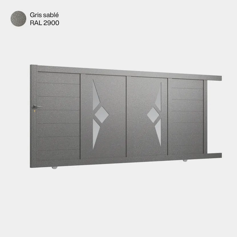 Portail aluminium: Portail coulissant Sete Gris sable RAL 2900
