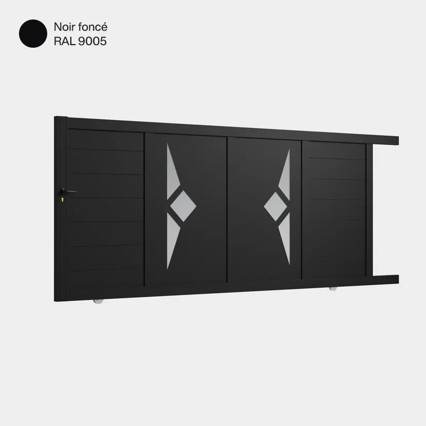Portail aluminium: Portail coulissant Sete Noir fonce RAL 9005