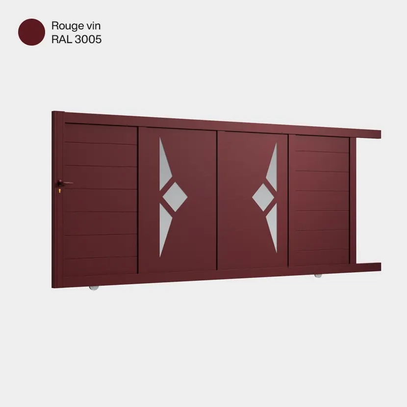 Portail aluminium: Portail coulissant Sete Rouge Vin RAL 3005