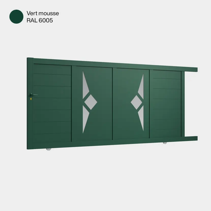 Portail aluminium: Portail coulissant Sete Vert mousse RAL 6005
