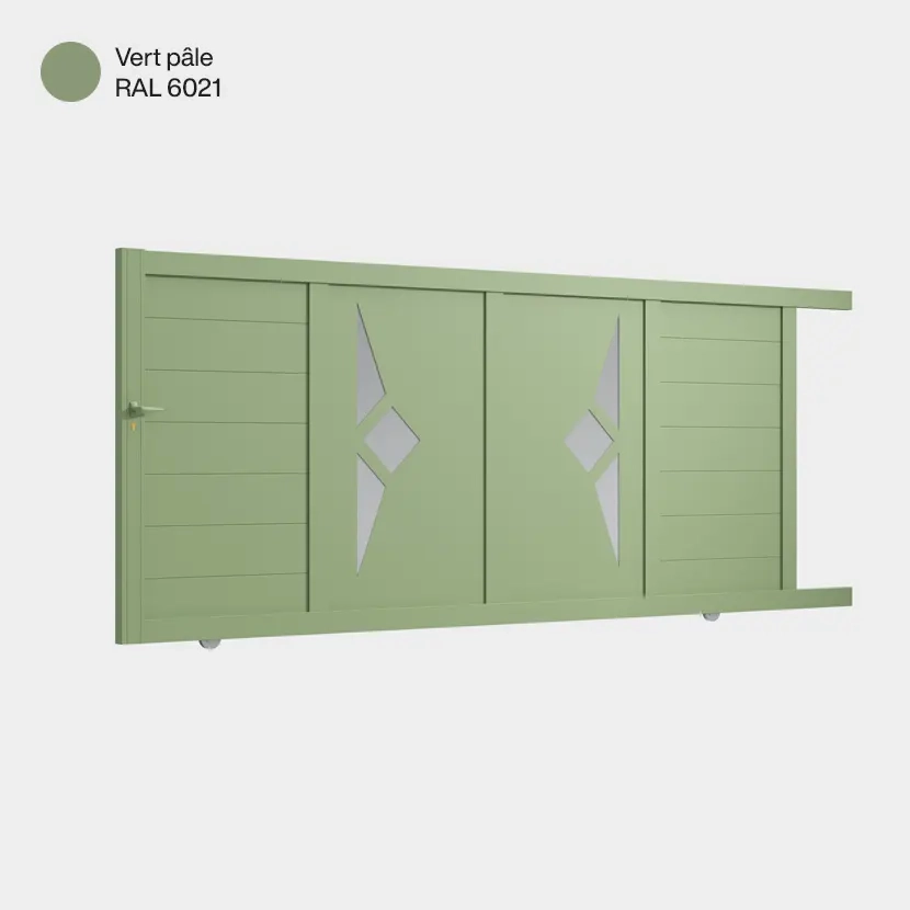 Portail aluminium: Portail coulissant Sete Vert pale RAL 6021