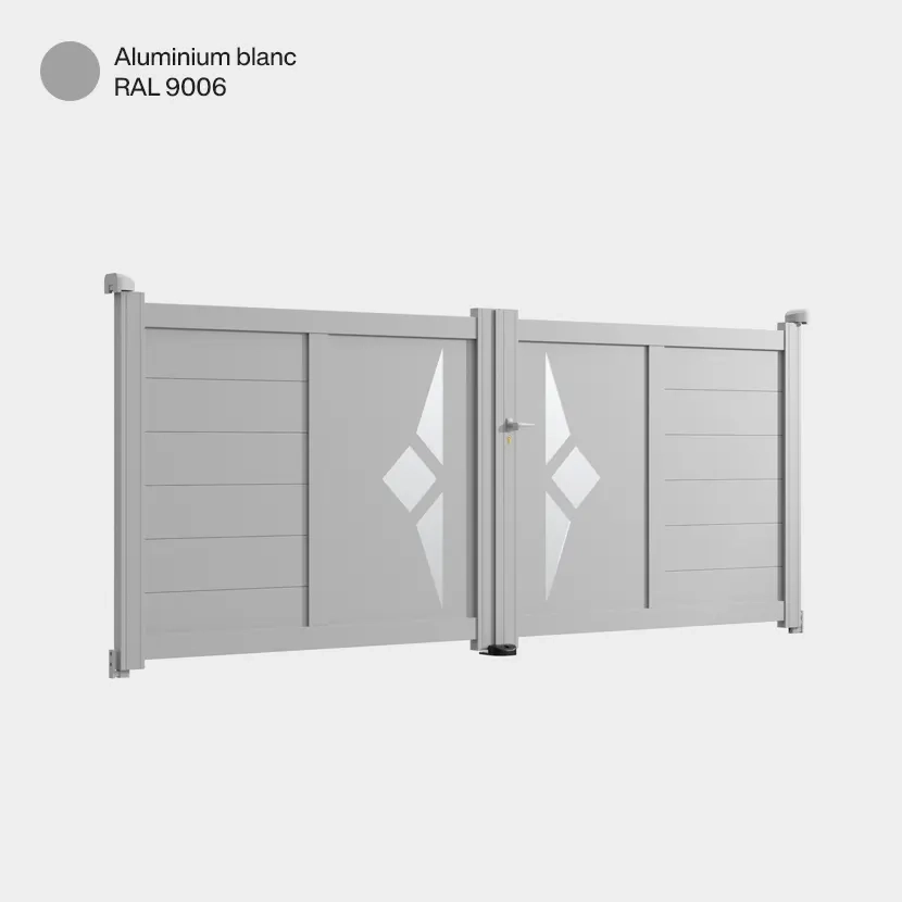 Portail aluminium: Portail double battant Sete Aluminium Blanc RAL 9006