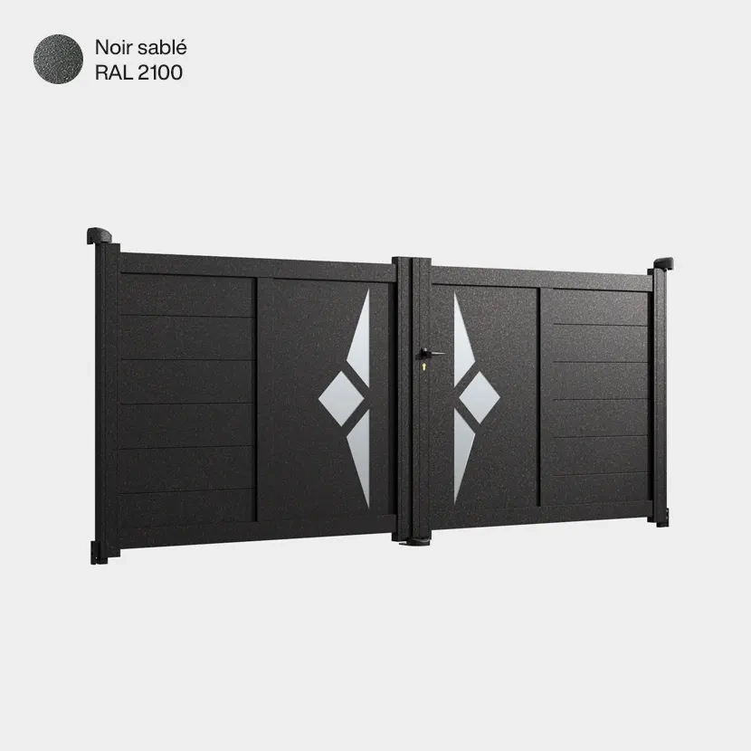 Portail aluminium: Portail double battant Sete Noir sable RAL 2100
