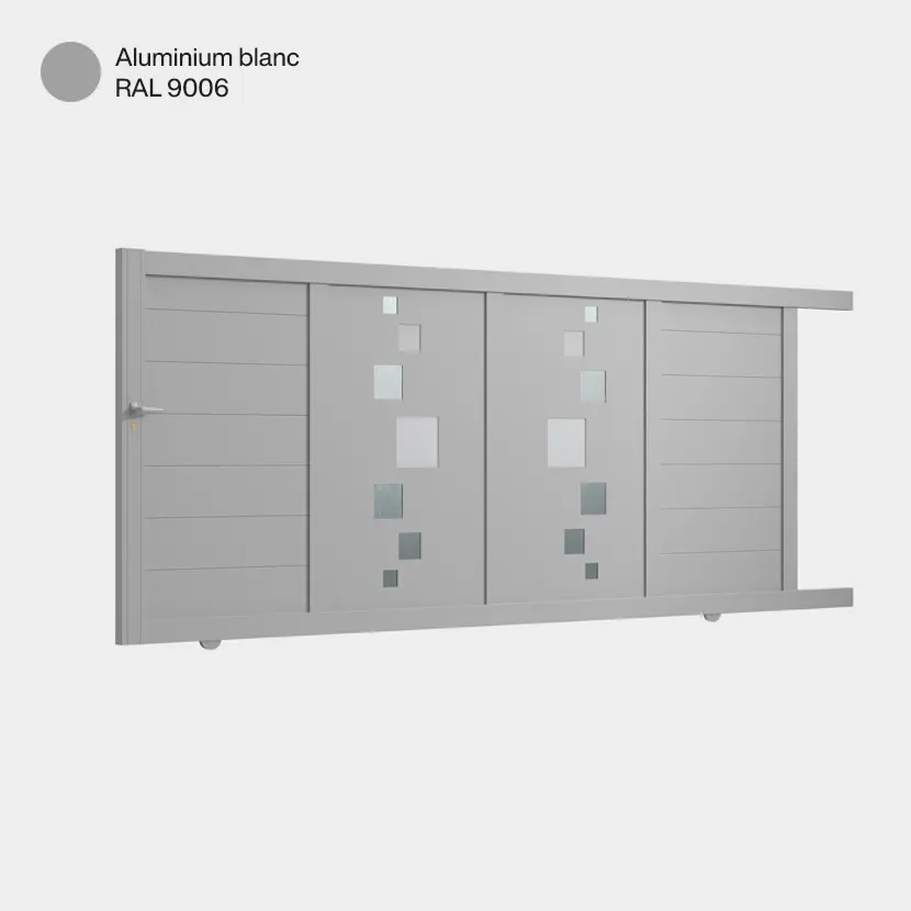Portail aluminium: Portail coulissant Strasbourg Aluminium Blanc RAL 9006