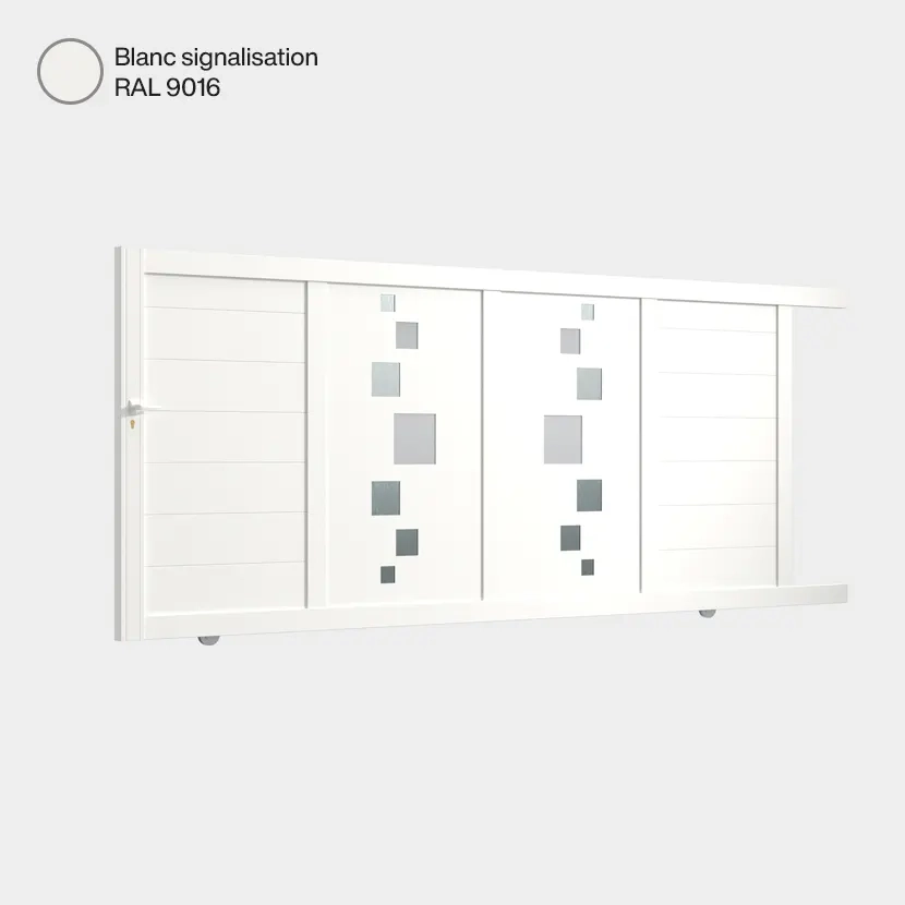 Portail aluminium: Portail coulissant Strasbourg Blanc signalisation RAL 9016
