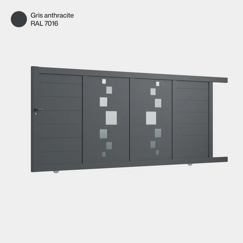 Portail aluminium: Portail coulissant Strasbourg Gris Anthracite RAL 7016