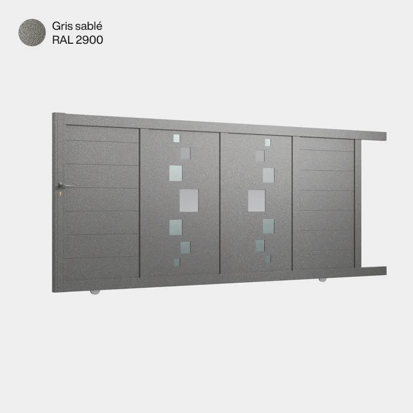 Portail aluminium: Portail coulissant Strasbourg Gris sable RAL 2900