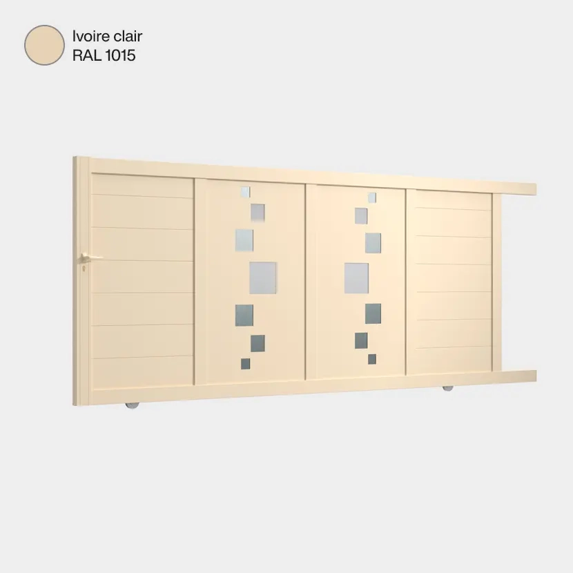 Portail aluminium: Portail coulissant Strasbourg Ivoire clair RAL 1015
