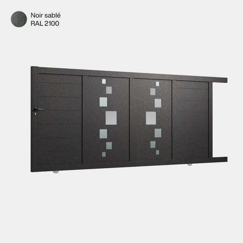 Portail aluminium: Portail coulissant Strasbourg Noir sable RAL 2100