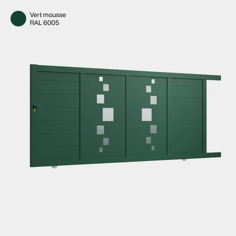Portail aluminium: Portail coulissant Strasbourg Vert mousse RAL 6005