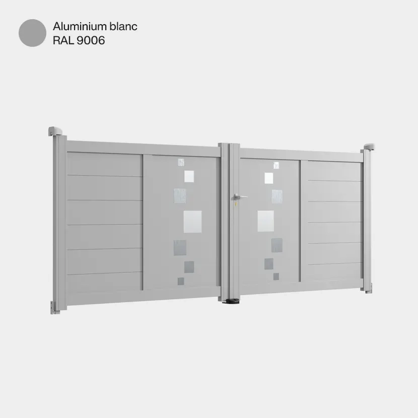 Portail aluminium: Portail double battant Strasbourg Aluminium Blanc RAL 9006