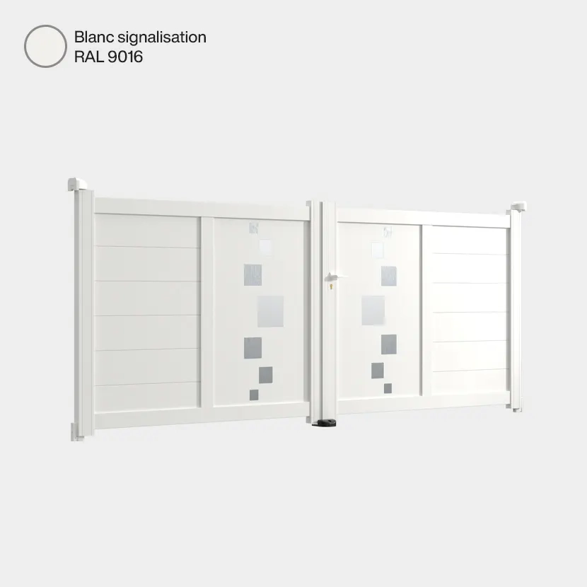 Portail aluminium: Portail double battant Strasbourg Blanc signalisation RAL 9016
