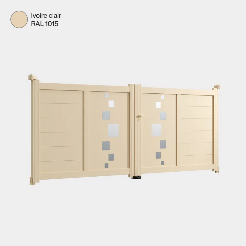 Portail aluminium: Portail double battant Strasbourg Ivoire clair RAL 1015