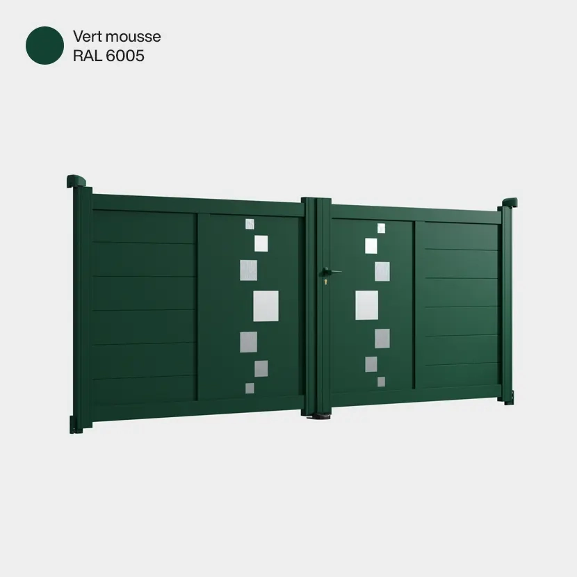 Portail aluminium: Portail double battant Strasbourg Vert mousse RAL 6005