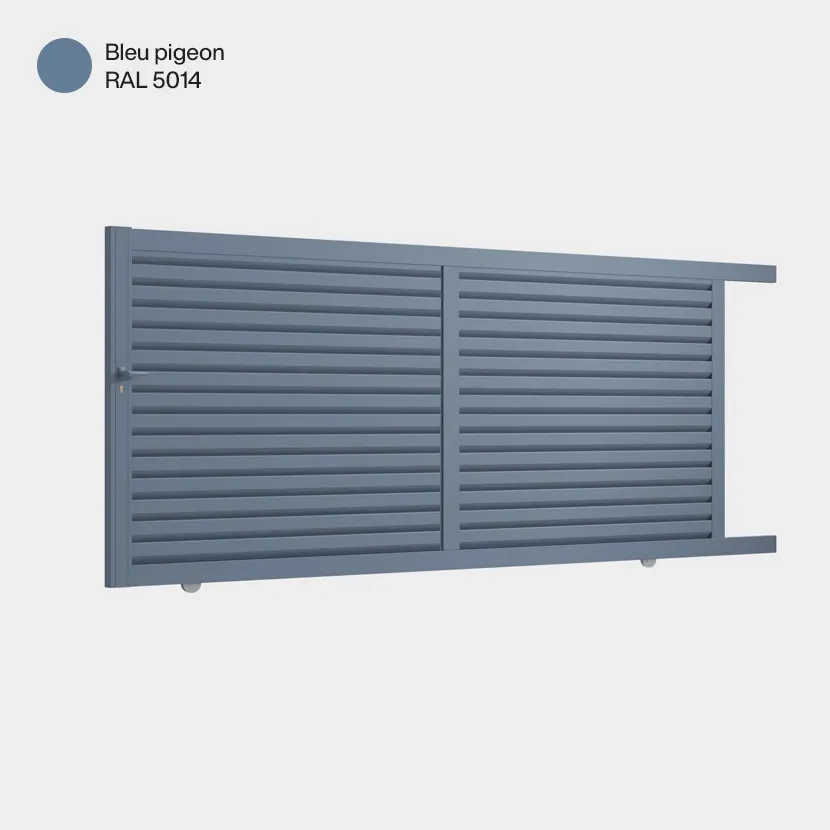 Portail aluminium: Portail coulissant Toronto Bleu pigeon RAL 5014