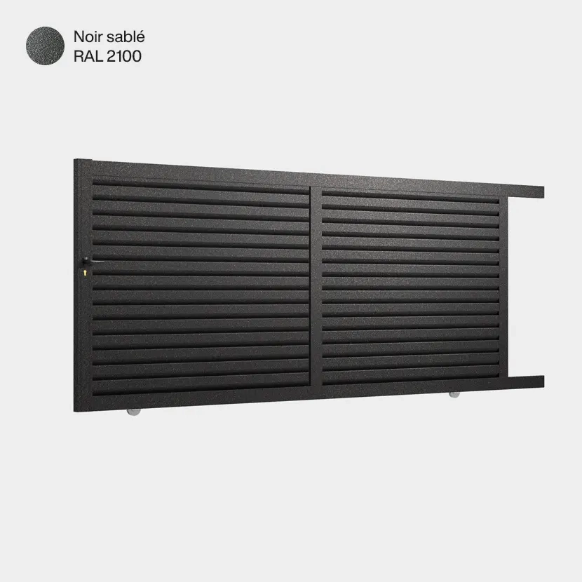 Portail aluminium: Portail coulissant Toronto Noir sablé RAL 2100