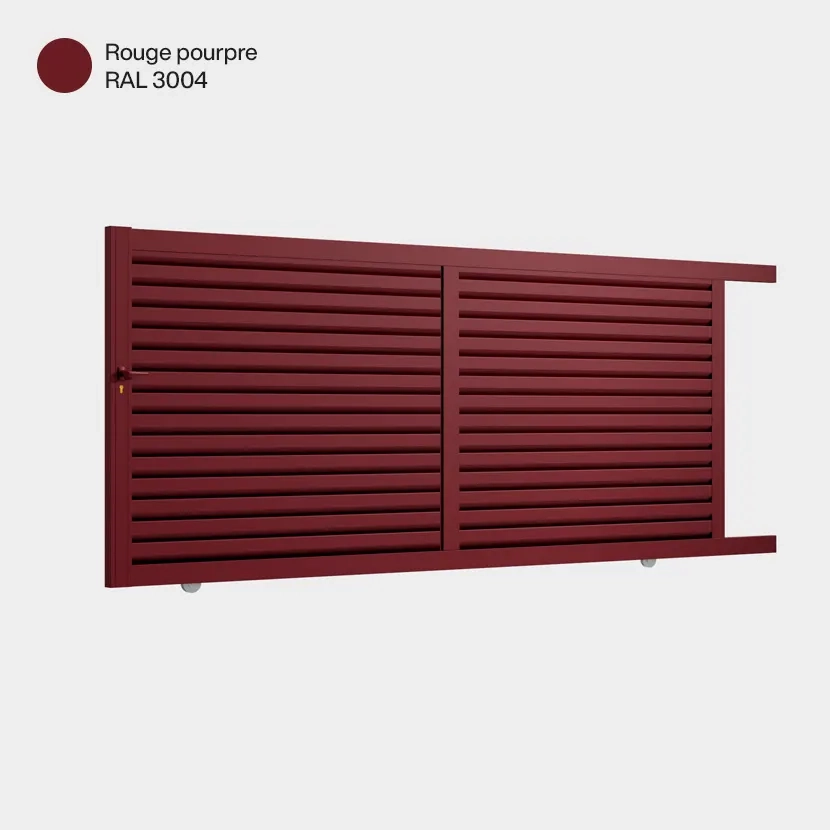 Portail aluminium: Portail coulissant Toronto Rouge Pourpre RAL 3004