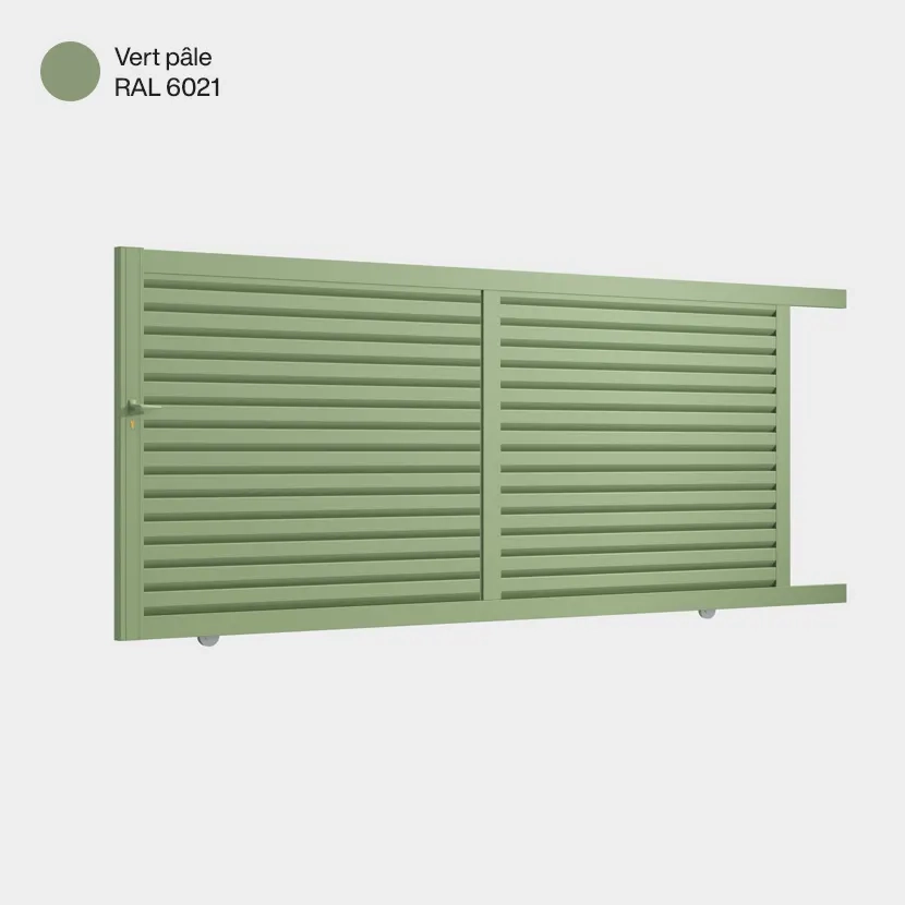 Portail aluminium: Portail coulissant Toronto Vert pâle RAL 6021