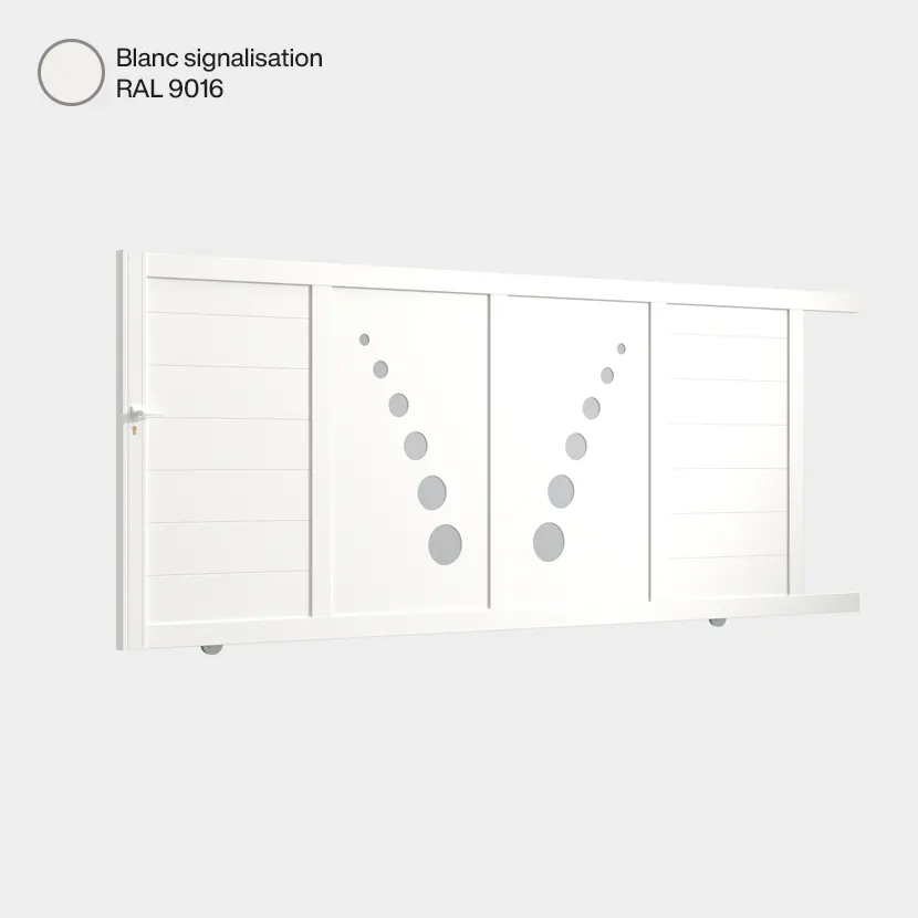 Portail aluminium: Portail coulissant Toulouse Blanc signalisation RAL 9016