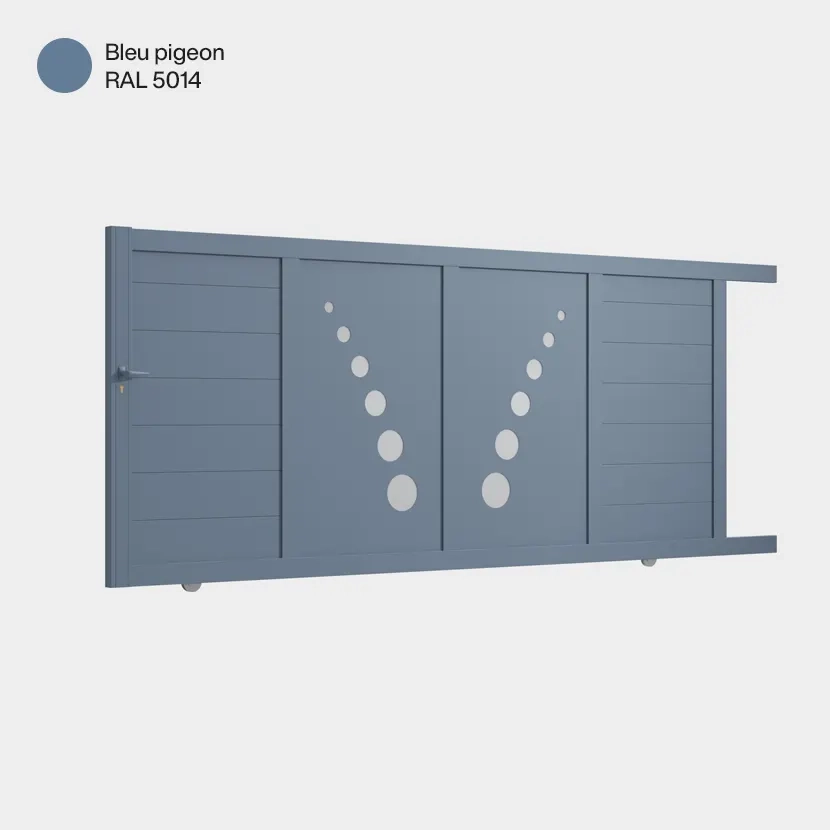 Portail aluminium: Portail coulissant Toulouse Bleu pigeon RAL 5014
