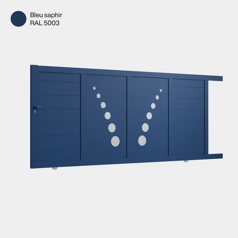 Portail aluminium: Portail coulissant Toulouse Bleu saphir RAL 5003