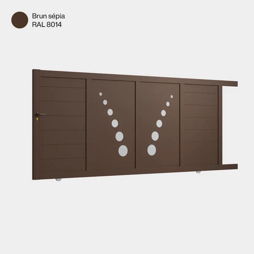 Portail aluminium: Portail coulissant Toulouse Brun sepia RAL 8014