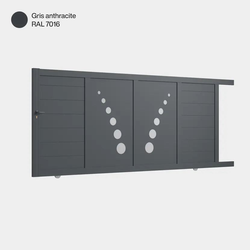 Portail aluminium: Portail coulissant Toulouse Gris Anthracite RAL 7016