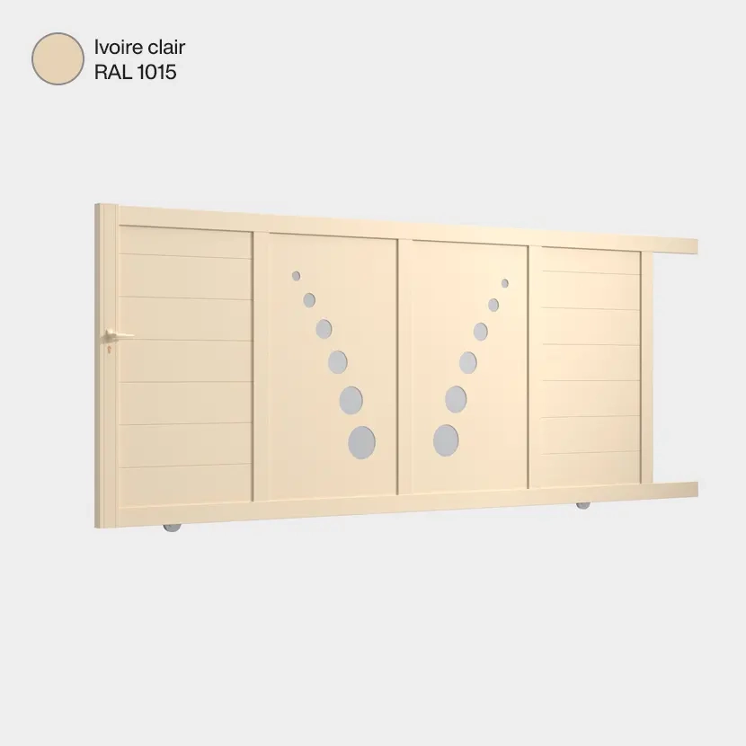 Portail aluminium: Portail coulissant Toulouse Ivoire clair RAL 1015