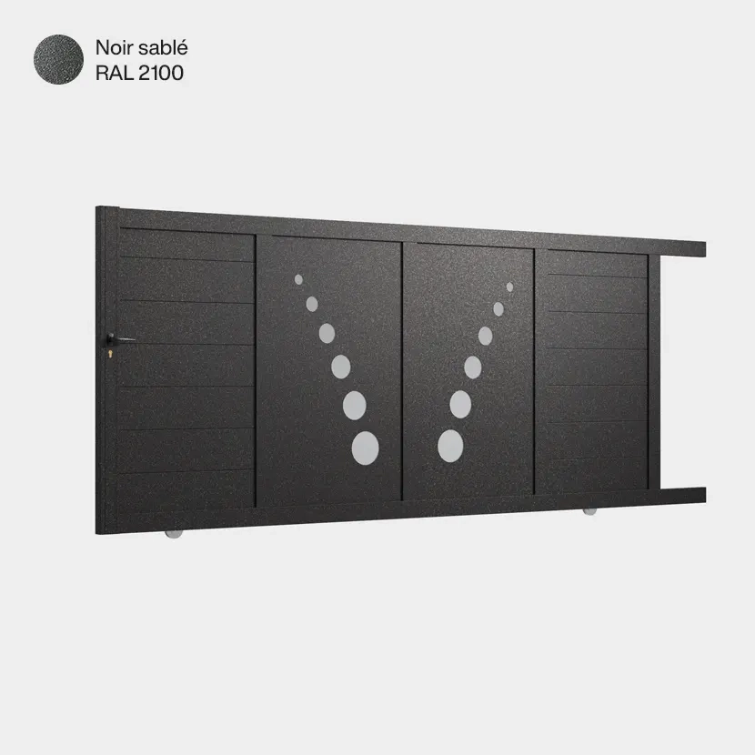 Portail aluminium: Portail coulissant Toulouse Noir sable RAL 2100