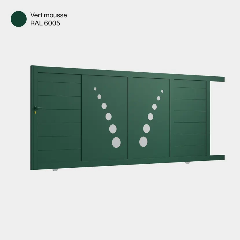 Portail aluminium: Portail coulissant Toulouse Vert mousse RAL 6005