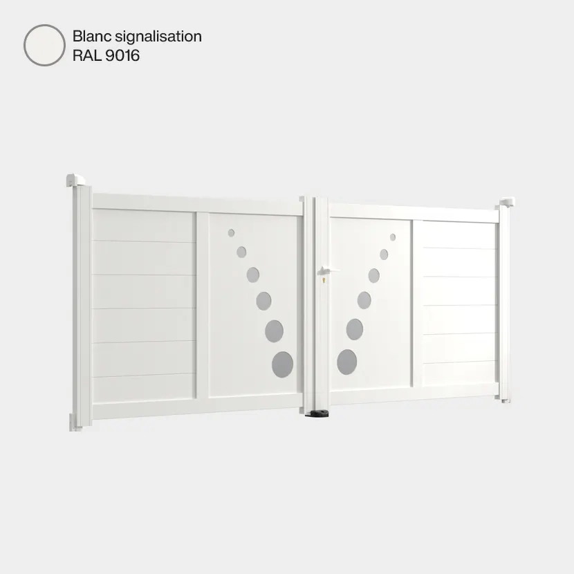 Portail aluminium: Portail double battant Toulouse Blanc signalisation RAL 9016