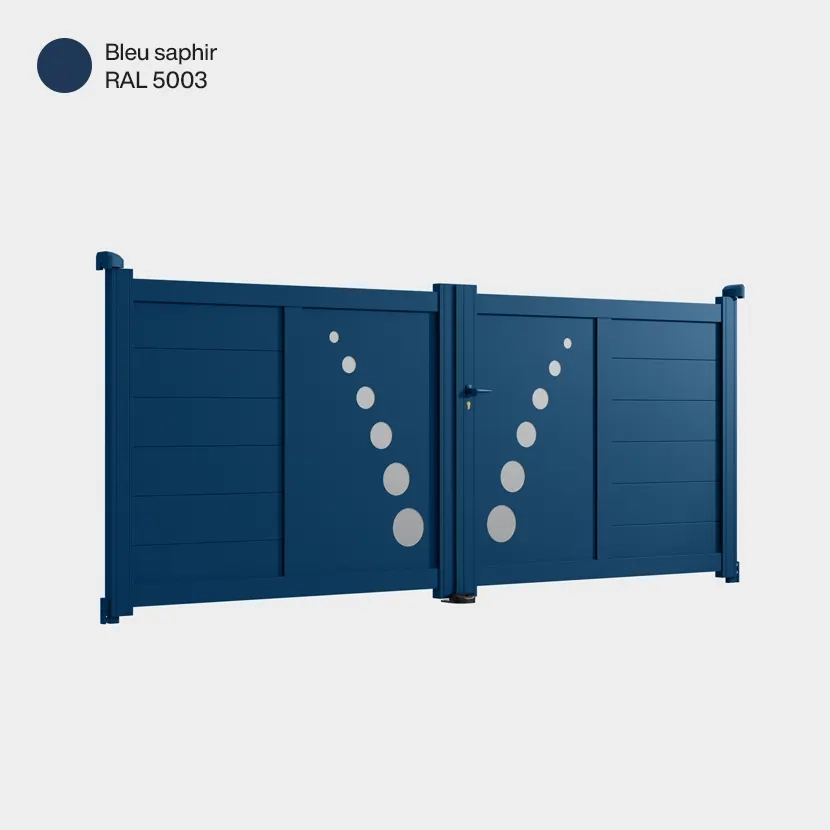 Portail aluminium: Portail double battant Toulouse Bleu saphir RAL 5003