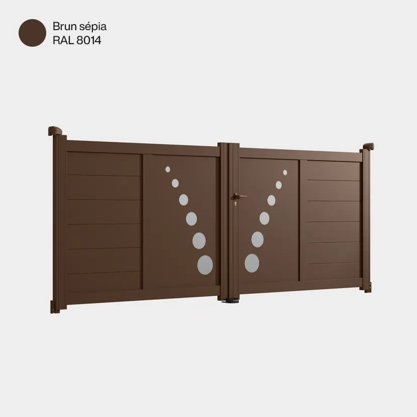 Portail aluminium: Portail double battant Toulouse Brun sepia RAL 8014