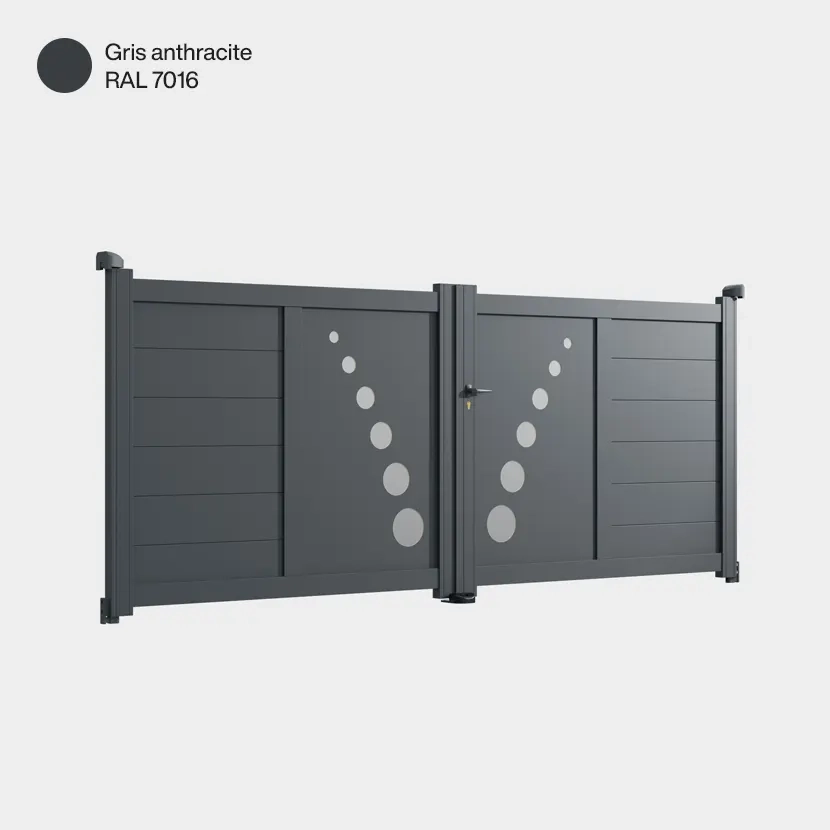 Portail aluminium: Portail double battant Toulouse Gris Anthracite RAL 7016