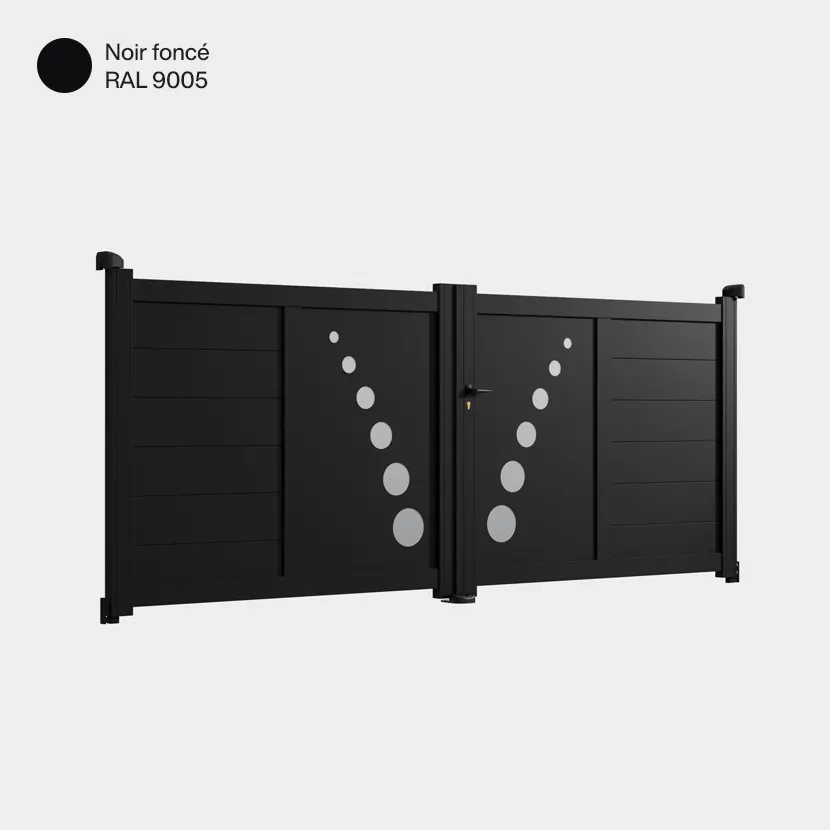 Portail aluminium: Portail double battant Toulouse Noir fonce RAL 9005
