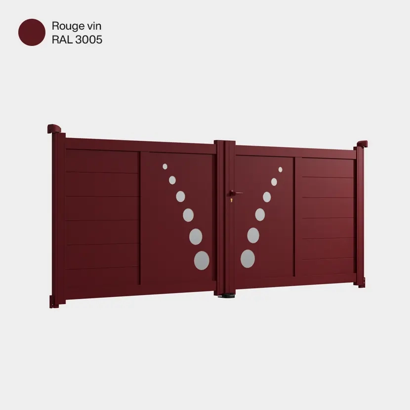 Portail aluminium: Portail double battant Toulouse Rouge Vin RAL 3005