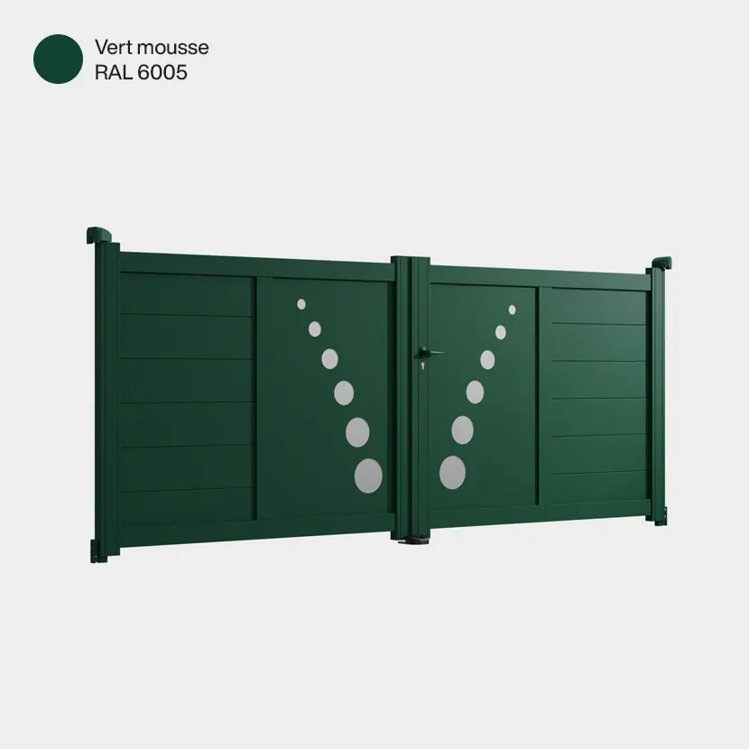 Portail aluminium: Portail double battant Toulouse Vert mousse RAL 6005
