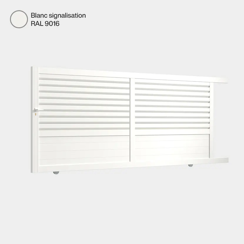 Portail aluminium: Portail coulissant Trieste Blanc signalisation RAL 9016
