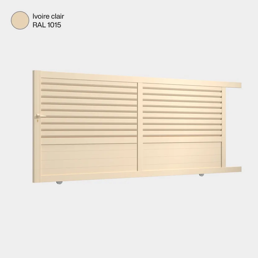 Portail aluminium: Portail coulissant Trieste Ivoire clair RAL 1015