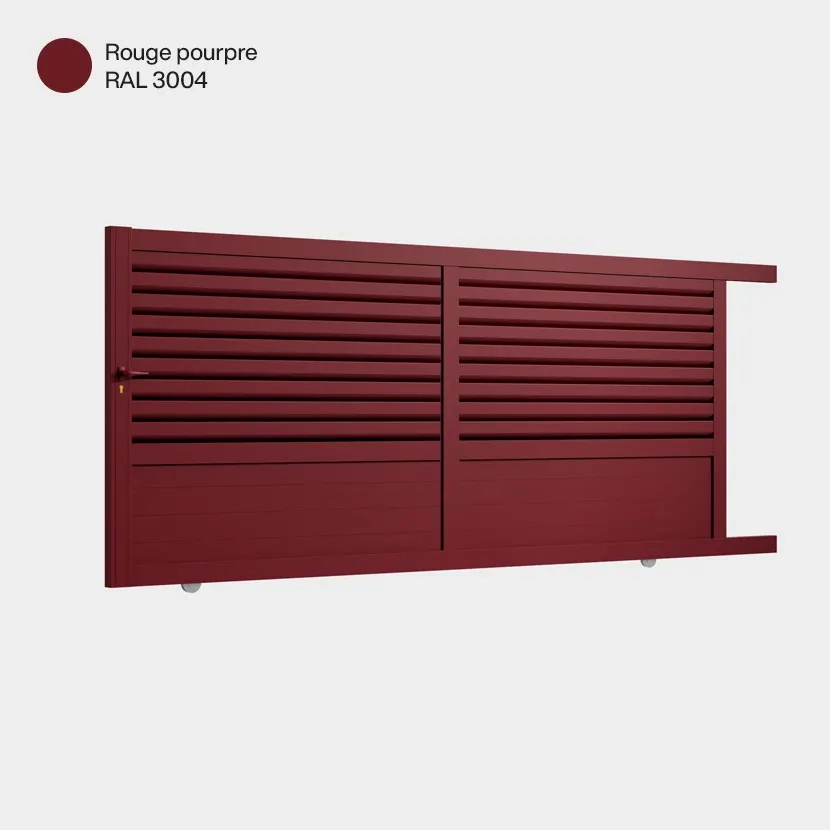 Portail aluminium: Portail coulissant Trieste Rouge Pourpre RAL 3004