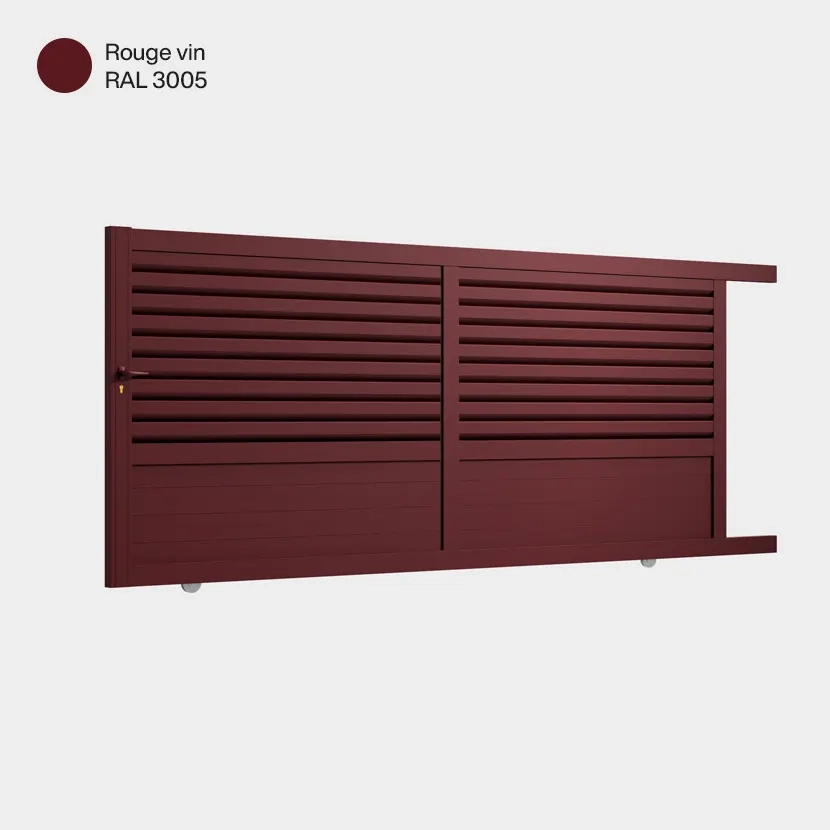 Portail aluminium: Portail coulissant Trieste Rouge Vin RAL 3005