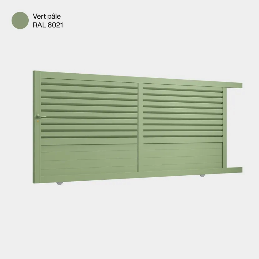 Portail aluminium: Portail coulissant Trieste Vert pale RAL 6021