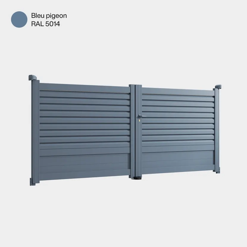 Portail aluminium: Portail double battant Trieste Bleu pigeon RAL 5014