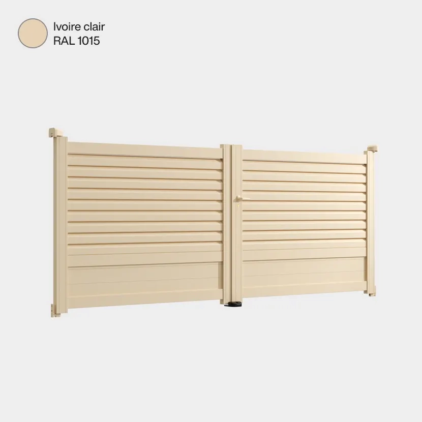 Portail aluminium: Portail double battant Trieste Ivoire clair RAL 1015