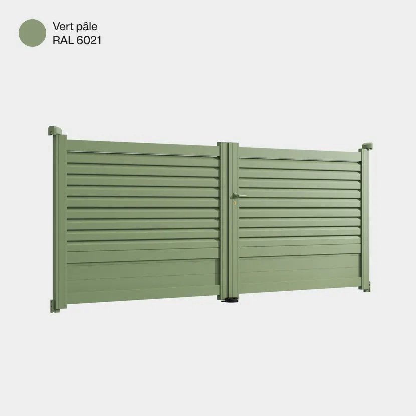Portail aluminium: Portail double battant Trieste Vert pale RAL 6021