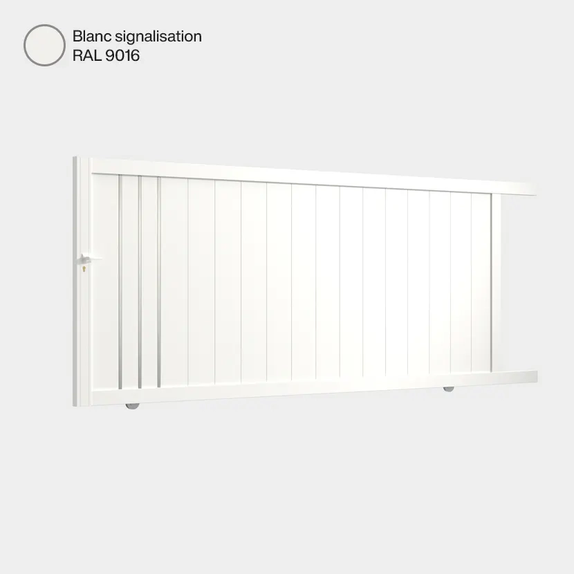 Portail aluminium: Portail coulissant Venise Blanc signalisation RAL 9016
