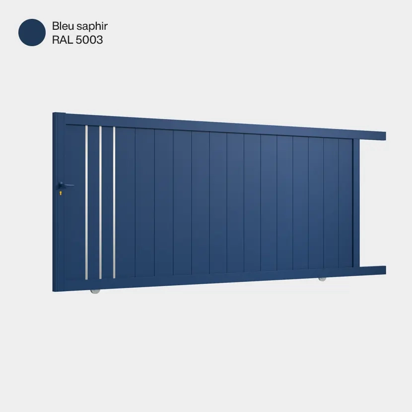 Portail aluminium: Portail coulissant Venise Bleu saphir RAL 5003