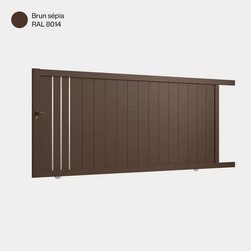 Portail aluminium: Portail coulissant Venise Brun sepia RAL 8014
