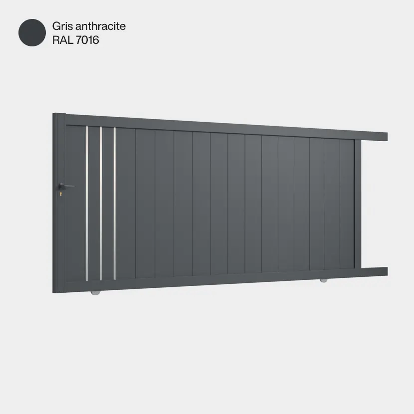 Portail aluminium: Portail coulissant Venise Gris Anthracite RAL 7016