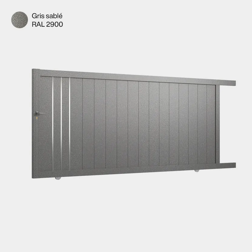 Portail aluminium: Portail coulissant Venise Gris sable RAL 2900
